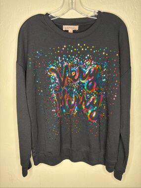 Philosophy Verry Merry Black Sequin Christmas Sweatshirt Size Large-156